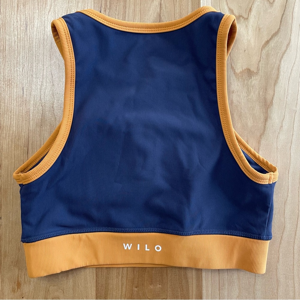 Wilo The Contrast Racer Bra Ribbed Navy Mustard Multi Color Size Small - Picture 3 of 5